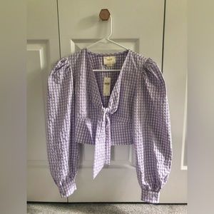 Anthropologie Maeve Cropped Gingham Blouse NWT